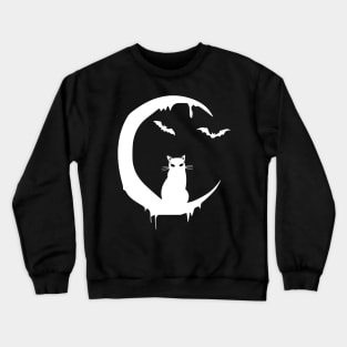 Witch Cat on Moon Crewneck Sweatshirt